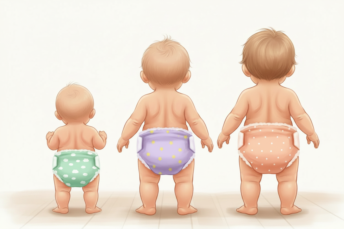 3 bébés de dos - bambin plus grand